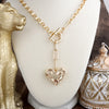 Heartline Glow – Hammered Heart Lariat Necklace in Gold