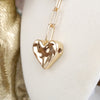 Heartline Glow – Hammered Heart Lariat Necklace in Gold