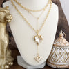 Flutter & Glow – Puffy Heart Lariat Layered Necklace in Gold
