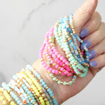 Colorful and Gold tone beads bracelet stack of 3 bracelets