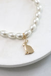 Easter pearl bracelet with golden bunny charm