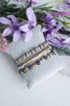 Boho Bracelets Stack of 3 piece Beaded bracelets Semi Precious stones in Gray and gold, Stacking bracelets