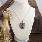 Heirloom Glow – Ornate Heart Pendant Necklace in Worn Silver and Gold