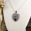 Heirloom Glow – Ornate Heart Pendant Necklace in Worn Silver and Gold