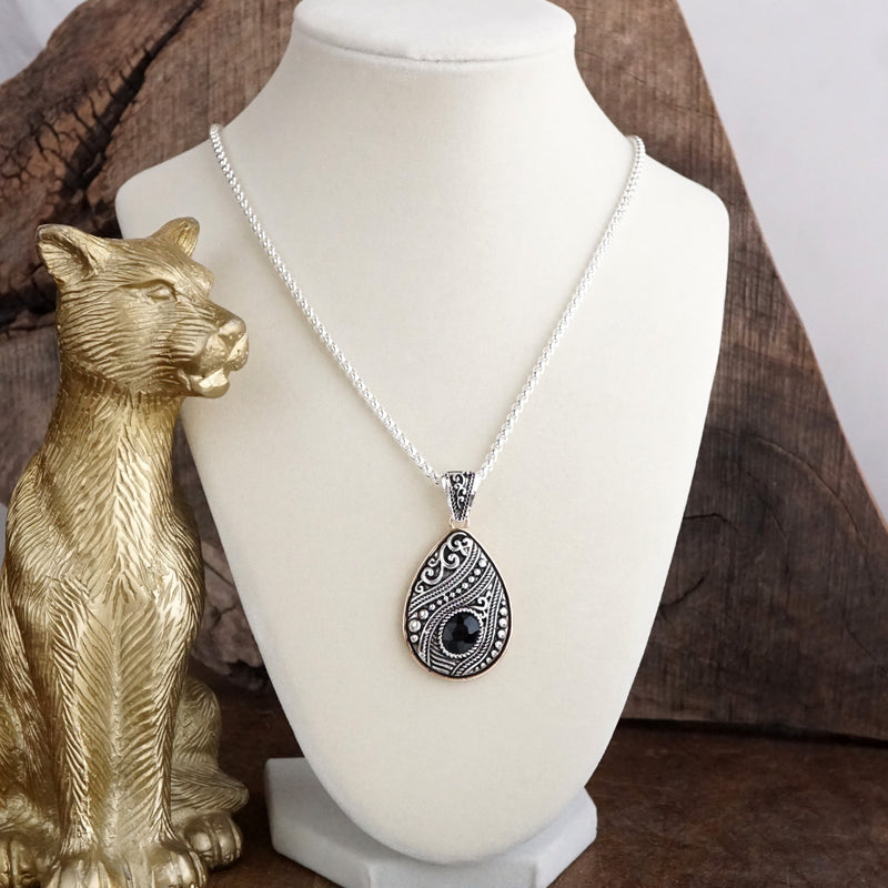 Timeless Whispers – Teardrop Crystal Pendant Necklace in Silver or Two-Tone