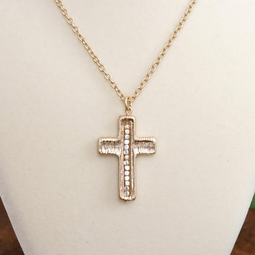 Minimalist Cross Dainty Chain Necklace – Worn Gold or Silver Tone