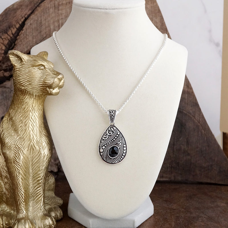 Timeless Whispers – Teardrop Crystal Pendant Necklace in Silver or Two-Tone