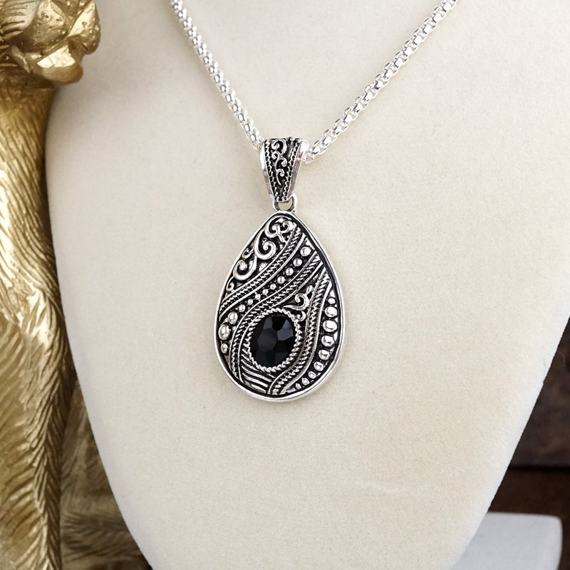 Timeless Whispers – Teardrop Crystal Pendant Necklace in Silver or Two-Tone