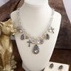 Hearts in Harmony – Filigree Charm Necklace & Earring Set in Worn Silver & Gold