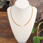 Lustrous Luck – Dainty Clover Pendant Necklace in Gold Tone