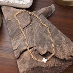 Lustrous Luck – Dainty Clover Pendant Necklace in Gold Tone