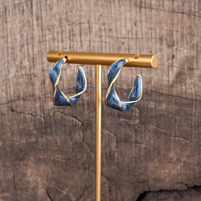 Whirl & Glow – Twisted Ribbon Enamel Hoops