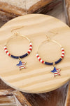 4th of July Dangle Hoop Earrings Red White Blue