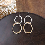 Two-Tone Boho Hoop Dangle Earrings Silver and Gold tone