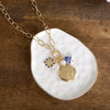 Multi-Charm Chinoiserie & Pearl Locket Cluster Necklace – Soft Blue & Gold