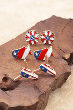 4th of July Patriot Studs earring set of 3 -  Steer Head Map