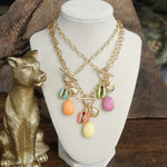 Multi-Charm Bright Sealife Cluster Necklace – Gold