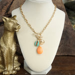 Multi-Charm Bright Sealife Cluster Necklace – Gold