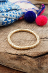 Heishi Disc Boho beaded stretchy bracelet Silver Gold Shell