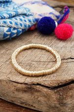 Heishi Disc Boho beaded stretchy bracelet Silver Gold Shell