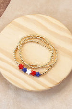 4th of July Bracelet Set Ball Beads CCB Gold