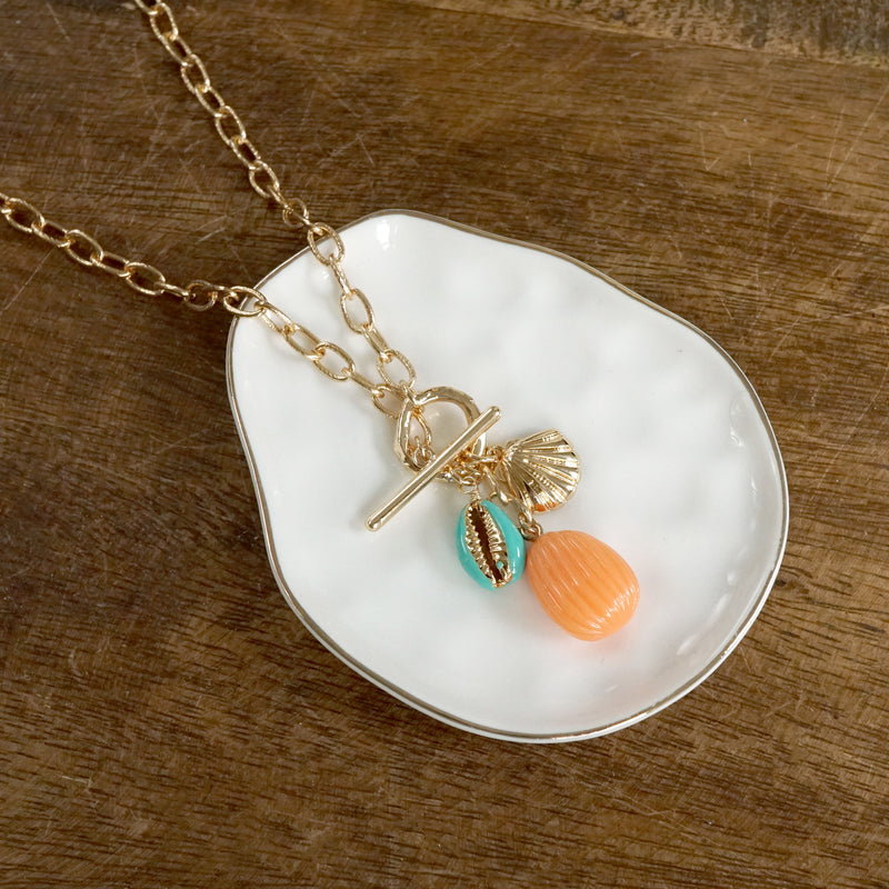 Multi-Charm Bright Sealife Cluster Necklace – Gold