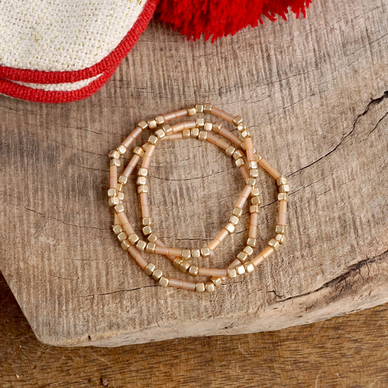 Layered Colorful and Gold Beaded Bracelets Sets