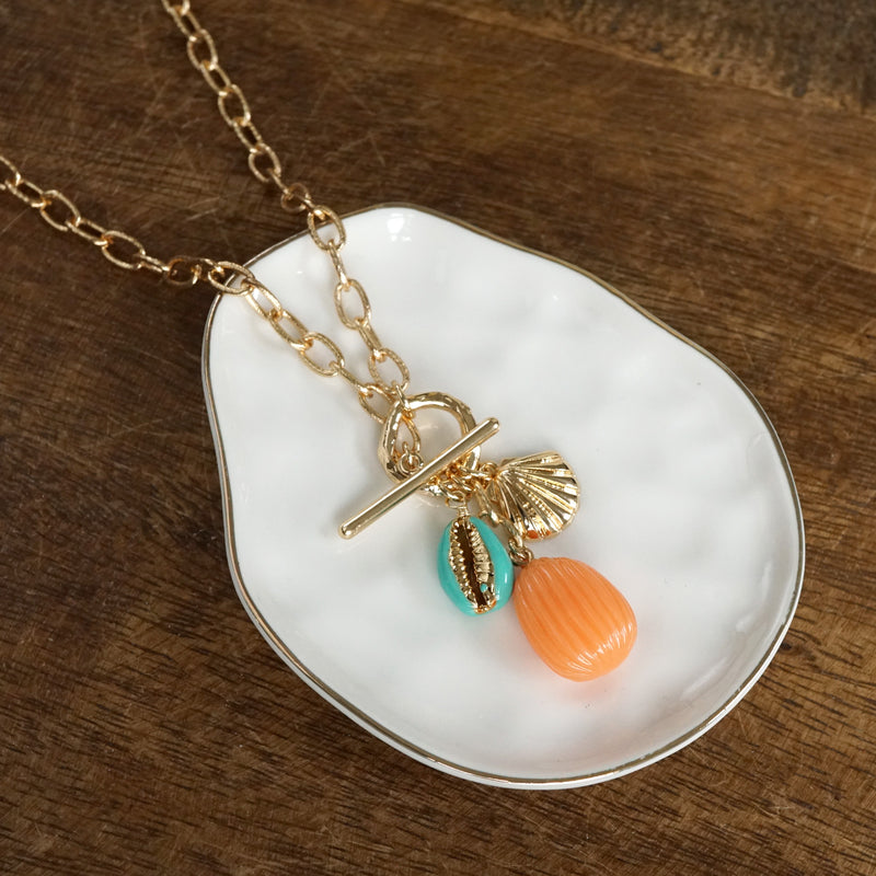 Multi-Charm Bright Sealife Cluster Necklace – Gold