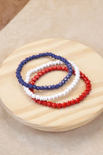 4th of July Star-Spangled Stretch Bracelet Set – Red, White & Blue