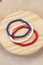 4th of July Star-Spangled Stretch Bracelet Set – Red, White & Blue