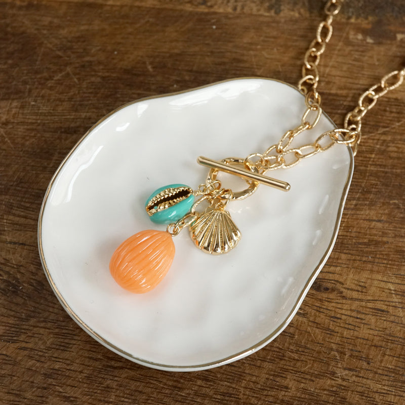 Multi-Charm Bright Sealife Cluster Necklace – Gold