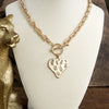 Boho Hammered Heart Front Toggle Necklace – Rustic Gold or Silver