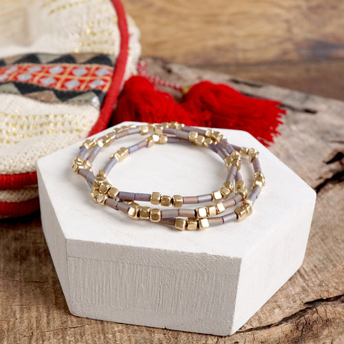 Layered Colorful and Gold Beaded Bracelets Sets