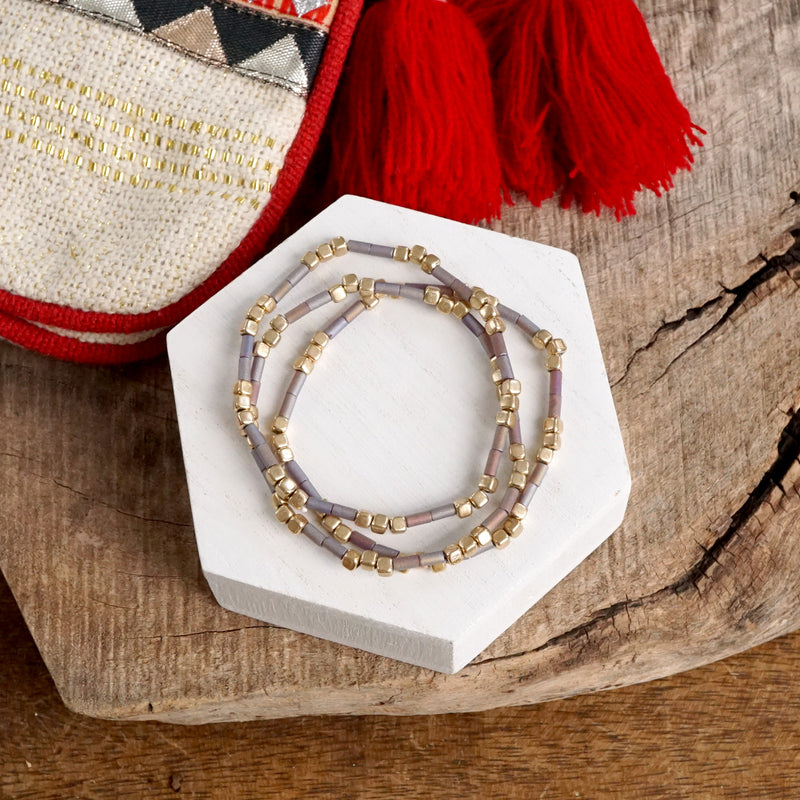 Layered Colorful and Gold Beaded Bracelets Sets