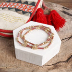 Layered Colorful and Gold Beaded Bracelets Sets