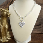 Boho Hammered Heart Front Toggle Necklace – Rustic Gold or Silver