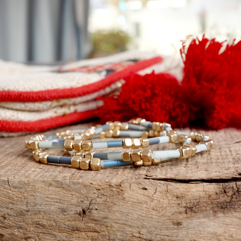 Layered Colorful and Gold Beaded Bracelets Sets