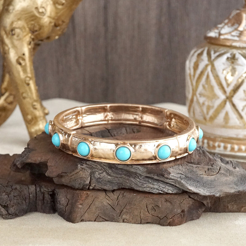 Timeless Charm – Slim Cabochon Eternity Bangle