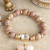 Earthy Gleam – Statement Beaded Bracelet with Oval Crystal