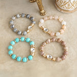 Earthy Gleam – Statement Beaded Bracelet with Oval Crystal
