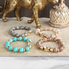 Earthy Gleam – Statement Beaded Bracelet with Oval Crystal