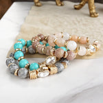 Earthy Gleam – Statement Beaded Bracelet with Oval Crystal