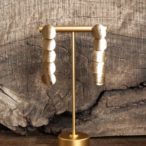 Round Scales Drop Earrings – Brushed Gold