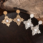 Boho Cross Drop Statement Bangles – Gold & Silver Tones