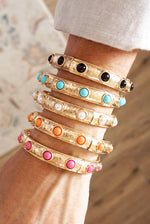 Timeless Charm – Slim Cabochon Eternity Bangle