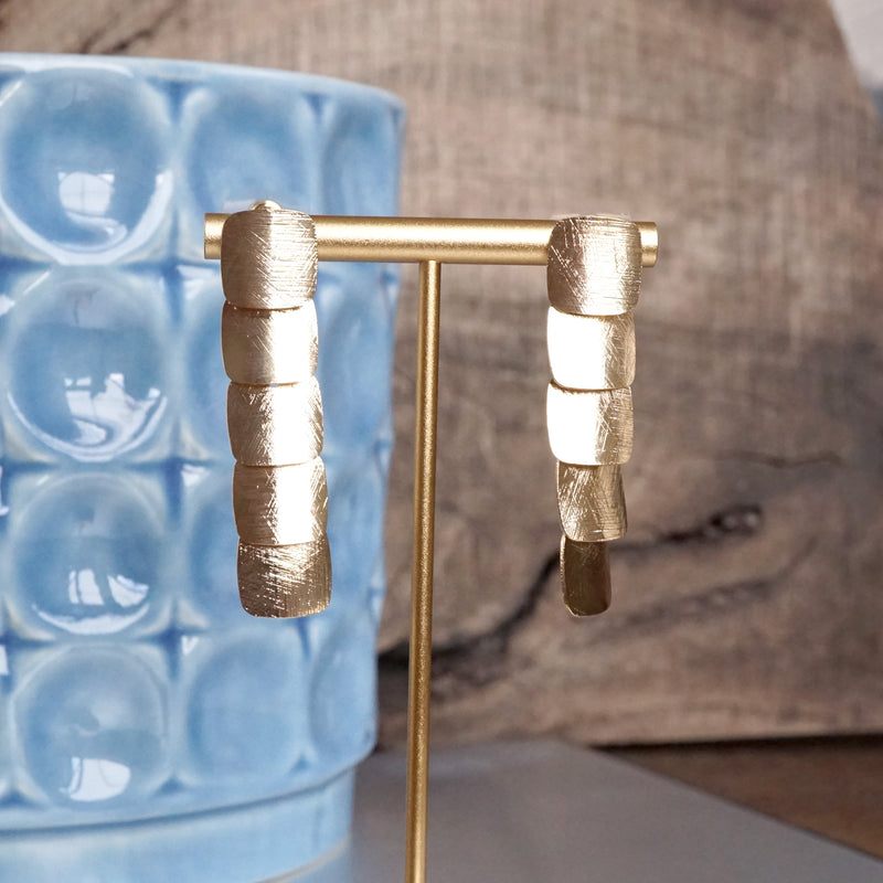 Square Scales Drop Earrings – Brushed Gold