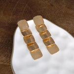 Square Scales Drop Earrings – Brushed Gold