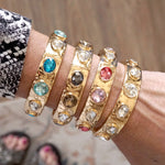 Sparkly Crystal Stretch Bangles – Gold Tone with Color Options