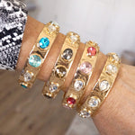 Sparkly Crystal Stretch Bangles – Gold Tone with Color Options