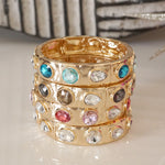 Sparkly Crystal Stretch Bangles – Gold Tone with Color Options